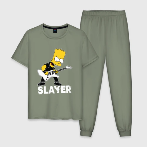 Мужская пижама хлопок Slayer Барт Симпсон рокер