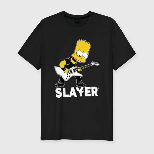 Мужская футболка хлопок Slim Slayer Барт Симпсон рокер