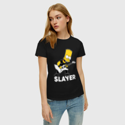 Женская футболка хлопок Slayer Барт Симпсон рокер - фото 2