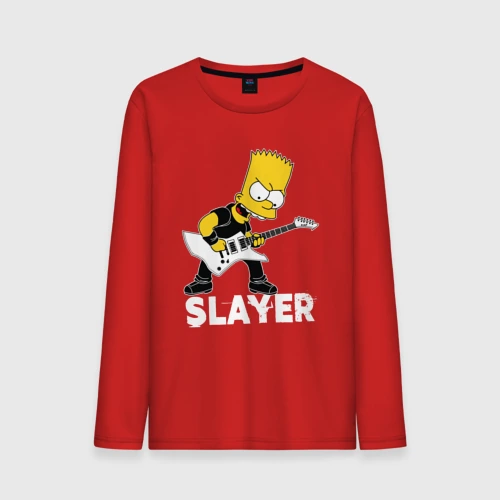 Мужской лонгслив хлопок Slayer Барт Симпсон рокер