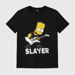Мужская футболка хлопок Slayer Барт Симпсон рокер