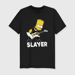 Мужская футболка хлопок Slim Slayer Барт Симпсон рокер
