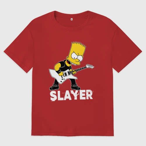 Мужская футболка хлопок Oversize Slayer Барт Симпсон рокер