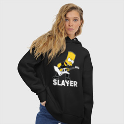 Женское худи Oversize хлопок Slayer Барт Симпсон рокер - фото 2