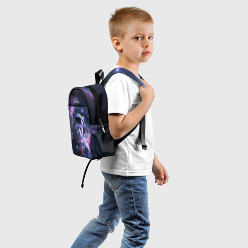 Детский рюкзак 3D с принтом Котик космонавт, вид сзади #1