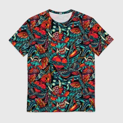 Мужская футболка 3D Ирезуми - японские маски