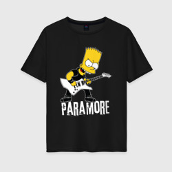 Женская футболка хлопок Oversize Paramore Барт Симпсон рокер