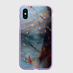 Чехол для iPhone XS Max матовый Тёмно-серый туман и краски