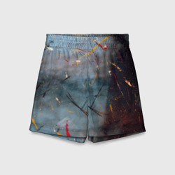 Детские спортивные шорты 3D Тёмно-серый туман и краски