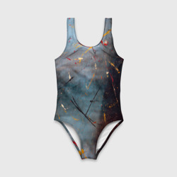 Детский купальник 3D Тёмно-серый туман и краски - фото 2