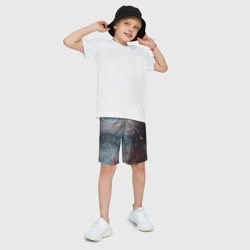 Детские спортивные шорты 3D Тёмно-серый туман и краски - фото 2