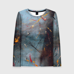 Женский лонгслив 3D Тёмно-серый туман и краски