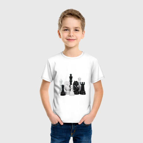 Детская футболка хлопок Фигуры шахматиста, цвет белый - фото 3