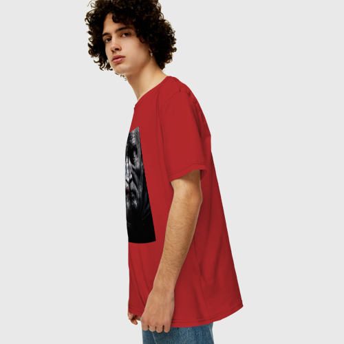 Мужская футболка хлопок Oversize Пила Джон Крамер, цвет красный - фото 5