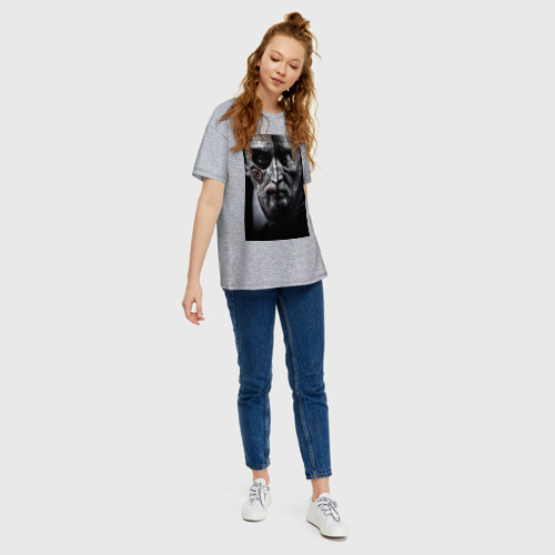 Женская футболка хлопок Oversize с принтом Пила Джон Крамер, вид сбоку #3