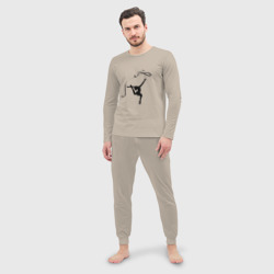 Мужская пижама с лонгсливом хлопок Гимнастка с лентой - фото 2