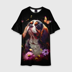 Детское платье 3D Кавалер Кинг Чарльз спаниель черный