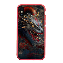 Чехол для iPhone XS Max матовый Дракон Irezumi