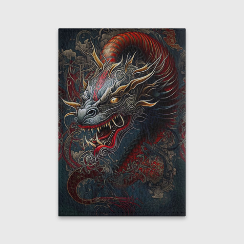 Обложка для паспорта матовая кожа Дракон Irezumi, цвет голубой - фото 2