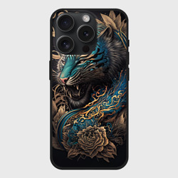 Чехол силиконовый для Apple iPhone 15 Pro матовый Тигр Irezumi