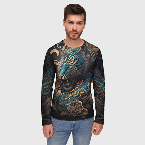 Мужской лонгслив 3D Тигр Irezumi, цвет 3D печать - фото 3