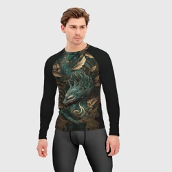 Мужской рашгард 3D Изумрудный Дракон Irezumi - фото 2