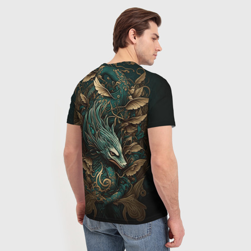 Мужская футболка 3D Изумрудный Дракон Irezumi, цвет 3D печать - фото 4