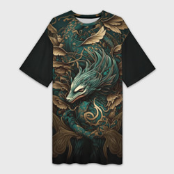 Платье-футболка 3D Изумрудный Дракон Irezumi