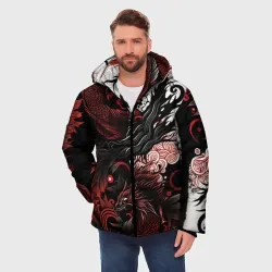 Мужская зимняя куртка 3D Красный Irezumi узор - фото 2