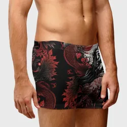 Мужские трусы 3D Красный Irezumi узор - фото 2