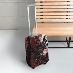 Чехол для чемодана 3D Красный Irezumi узор - фото 2