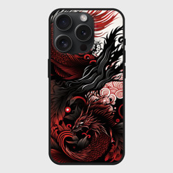 Чехол силиконовый для Apple iPhone 15 Pro Мax матовый Красный Irezumi узор