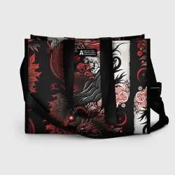 Сумка-шоппер 3D Красный Irezumi узор