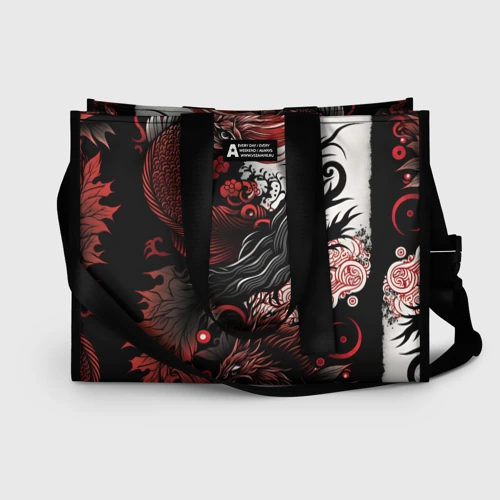 Сумка-шоппер 3D Красный Irezumi узор