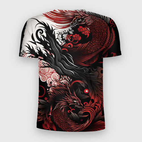 Мужская футболка 3D Slim Красный Irezumi узор, цвет 3D печать - фото 2