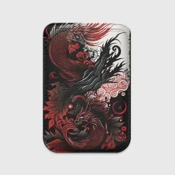 Картхолдер Magsafe магнитный Красный Irezumi узор