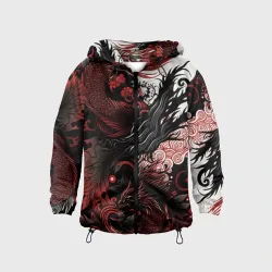 Детская ветровка 3D Красный Irezumi узор