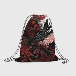 Рюкзак-мешок 3D Красный Irezumi узор