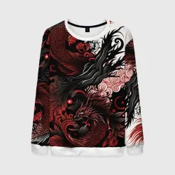 Мужской свитшот 3D Красный Irezumi узор