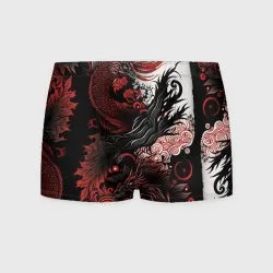Мужские трусы 3D Красный Irezumi узор