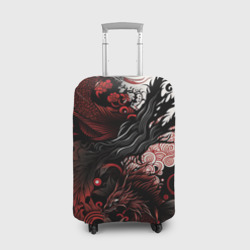 Чехол для чемодана 3D Красный Irezumi узор