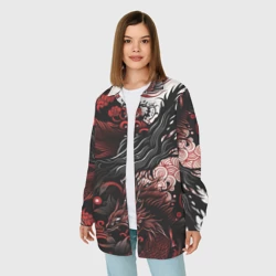 Женская рубашка oversize 3D Красный Irezumi узор - фото 2