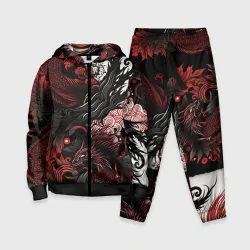 Детский костюм 3D Красный Irezumi узор