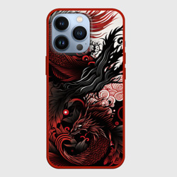 Чехол для iPhone 13 Pro Красный Irezumi узор