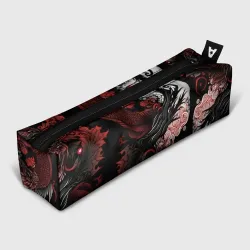 Пенал школьный 3D Красный Irezumi узор