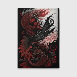 Обложка для автодокументов Красный Irezumi узор