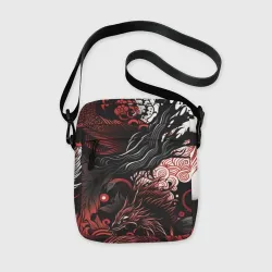 Сумка через плечо 3D Красный Irezumi узор