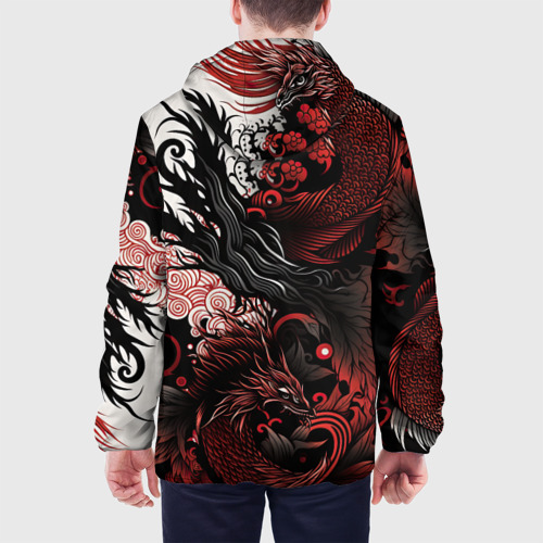 Мужская куртка 3D Красный Irezumi узор, цвет 3D печать - фото 5