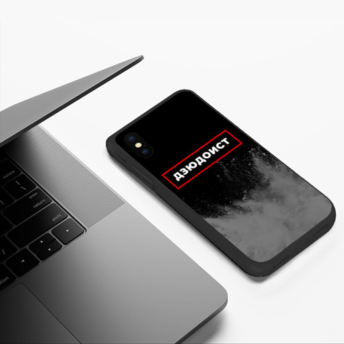 Чехол для iPhone XS Max матовый с принтом Дзюдоист - в рамке красного цвета, фото #5