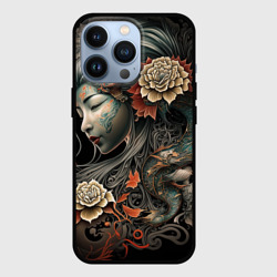 Чехол для iPhone 13 Pro Японская девушка Irezumi